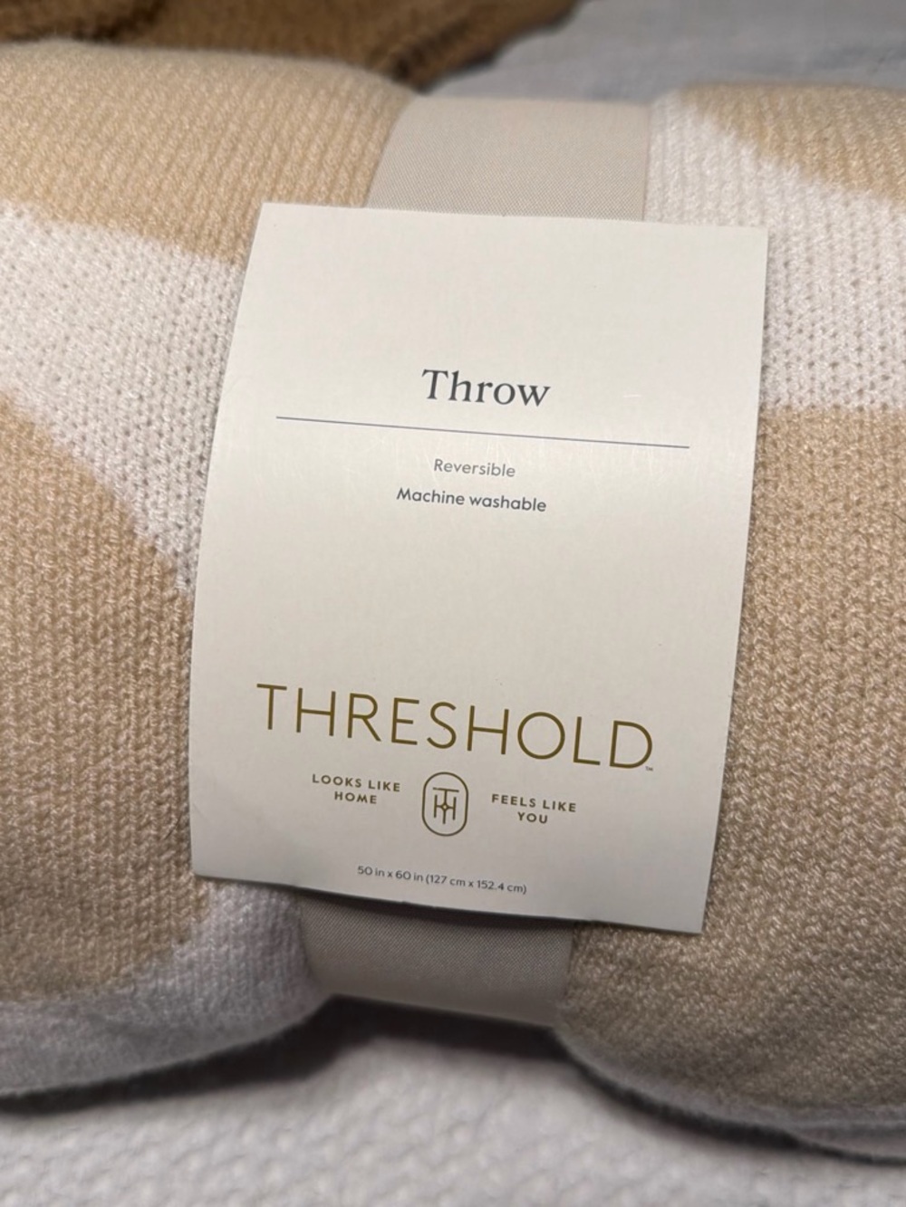 Target Threshold Reversible Throw in Cream and Tan Stripe